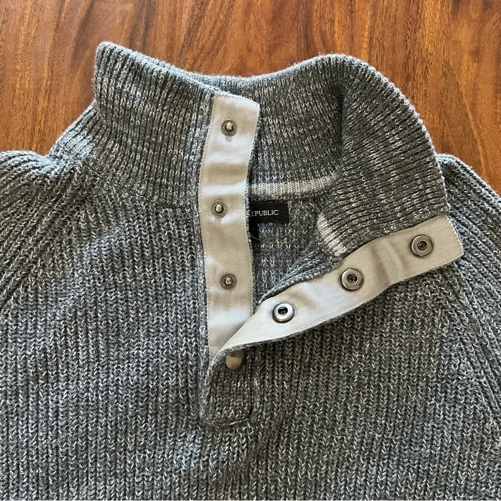 Banana Republic Men's Gray Ribbed Knit Mock Neck Long Sleeve Sweater size medium